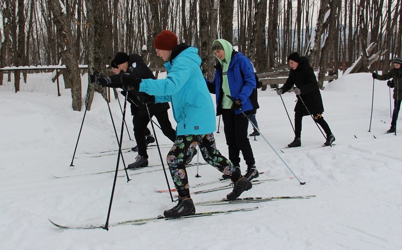 Школьники на лыжах. Физкультура на лыжах. Урок физры на лыжах. Лыжные базы для занятия физкультурой.