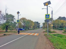 ​Автономный светофор на солнечных батареях установлен по улице 9 Мая в районе школы № 10